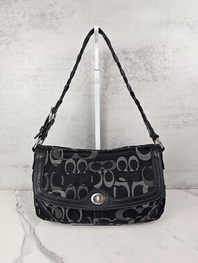 Coach Black Chelsea Optic Signature Flap Shoulder Bag